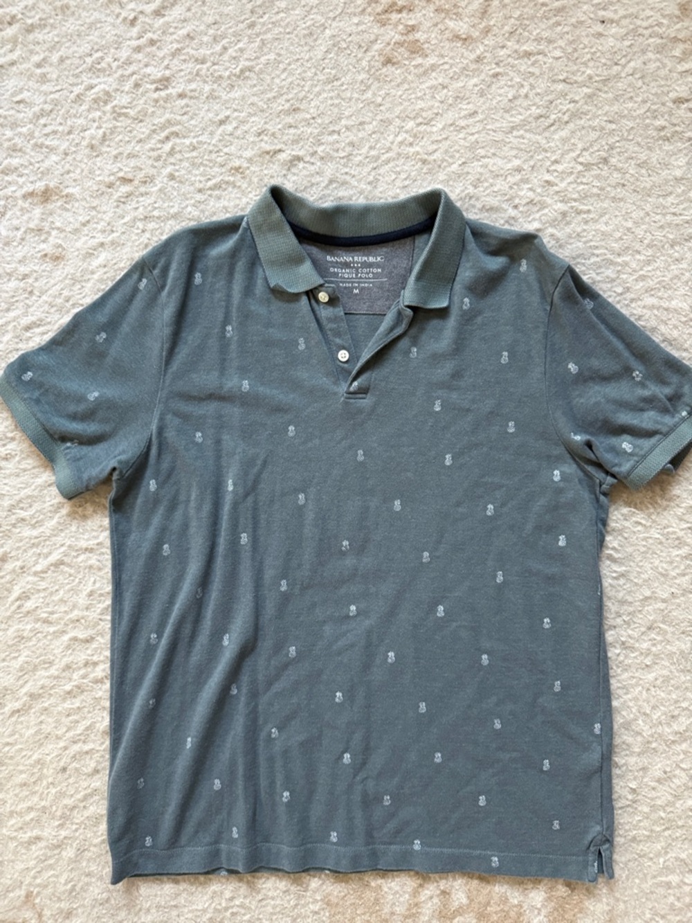 Banana Republic Men's Slate Green Polo with Micro Motif